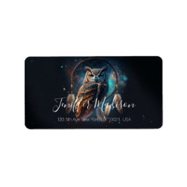 Mystical Space Owl with Dreamcatcher Art        Etiket