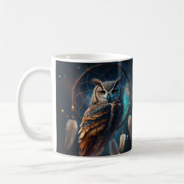 Mystical Space Owl with Dreamcatcher Art       Koffiemok