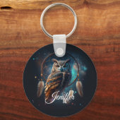 Mystical Space Owl with Dreamcatcher Art        Sleutelhanger (Voorkant)