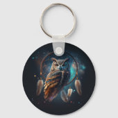 Mystical Space Owl with Dreamcatcher Art        Sleutelhanger (Achterkant)