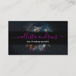 Mystical Space Owl with Dreamcatcher Art Visitekaartje