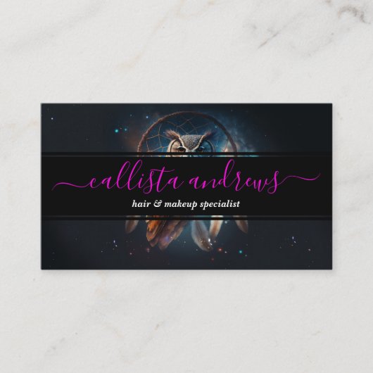 Mystical Space Owl with Dreamcatcher Art Visitekaartje (Voorkant)