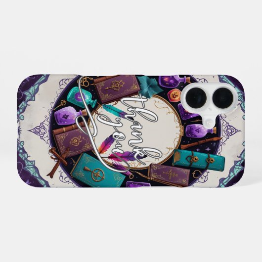 Mystical Spellbook Wreath Thank You Design iPhone 16 Hoesje (Achterkant horizontaal)