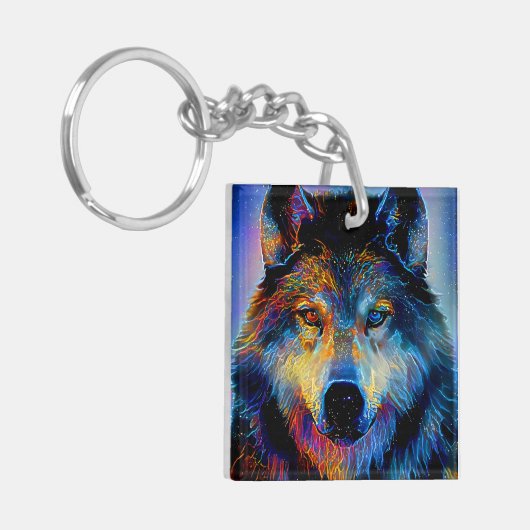 Mystical Spirit Wolf Sleutelhanger (Voorkant Links)