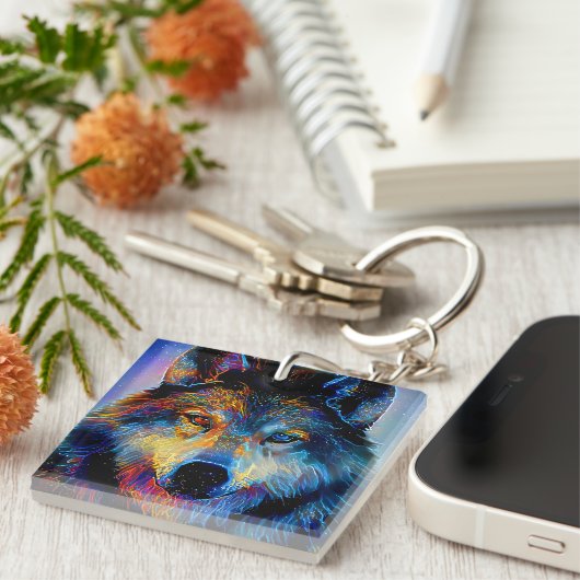 Mystical Spirit Wolf Sleutelhanger (Voorkant Rechts)