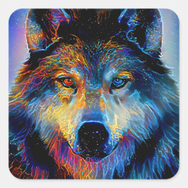 Mystical Spirit Wolf Vierkante Sticker