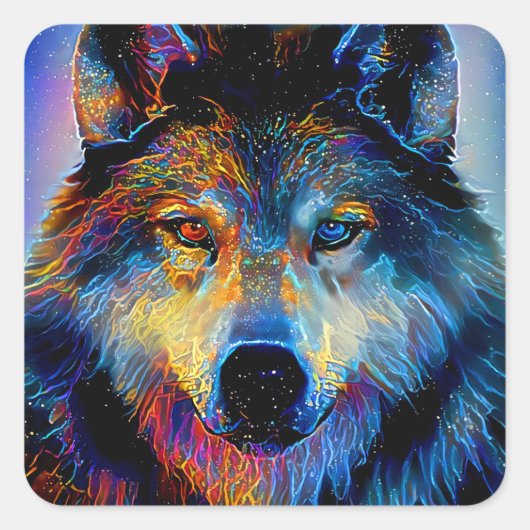 Mystical Spirit Wolf Vierkante Sticker (Voorkant)