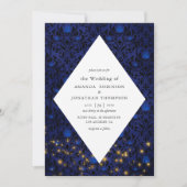 Mystical Stars Floral Damask Wedding Kaart (Voorkant)