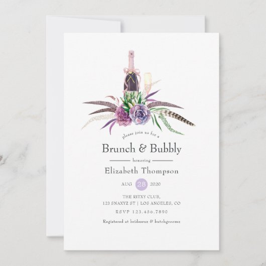 Mystical Succulent Brunch en Bubble Vrijgezellenfe Kaart (Voorkant)