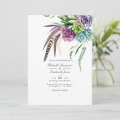 Mystical Succulent QR Code RSVP Bohemian Wedding Kaart (Staand voorkant)