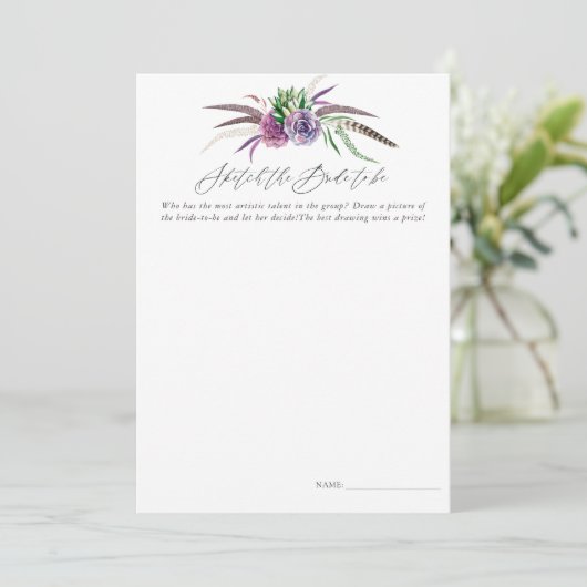 Mystical Succulents Vrijgezellenfeest schets spel Kaart (Staand voorkant)