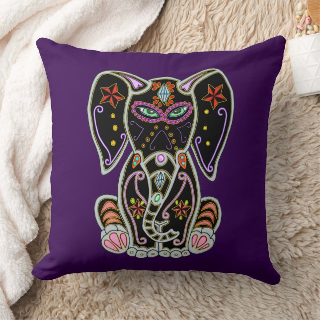 Mystical Sugar Skull Elephant Kussen (Deken)