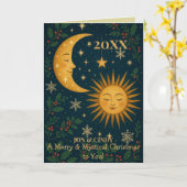 Mystical Sun & Moon Custom Christmas Kaart (Gele Bloem)