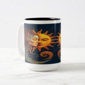 Mystical Sun & Moon Mug – Celestial Art Coffee Cup Tweekleurige Koffiemok (Voorkant links)