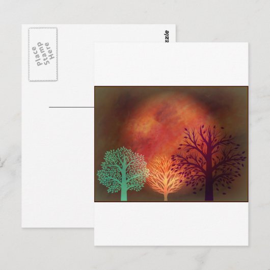Mystical Sun Trees Briefkaart (Voorkant / Achterkant)