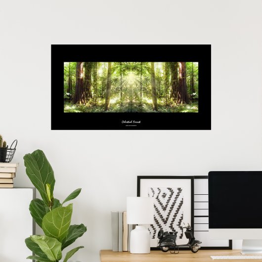 Mystical Sunlight Through Forest Photo Art Poster (Thuiskantoor)
