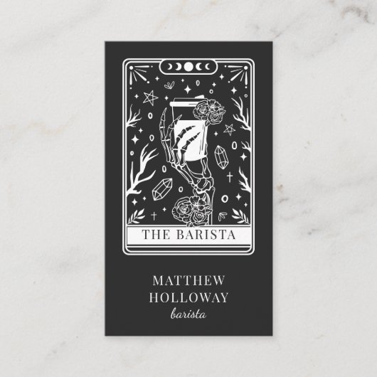 Mystical Tarot Charcoal Gray Barista Visitekaartje (Voorkant)