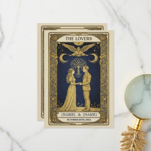 Mystical Tarot Wedding Invitation – Custom ‘The Lo Bedankkaart (Voorkant / Achterkant in situ)