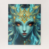 Mystical Teal Goddess with Radiant Ember Eyes Legpuzzel (Verticaal)