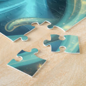 Mystical Teal Goddess with Radiant Ember Eyes Legpuzzel (Zijkant)