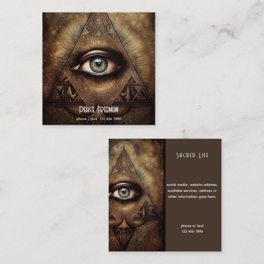 Mystical Third Eye, Spiritueel Vierkante Visitekaartje (Voorkant / Achterkant)