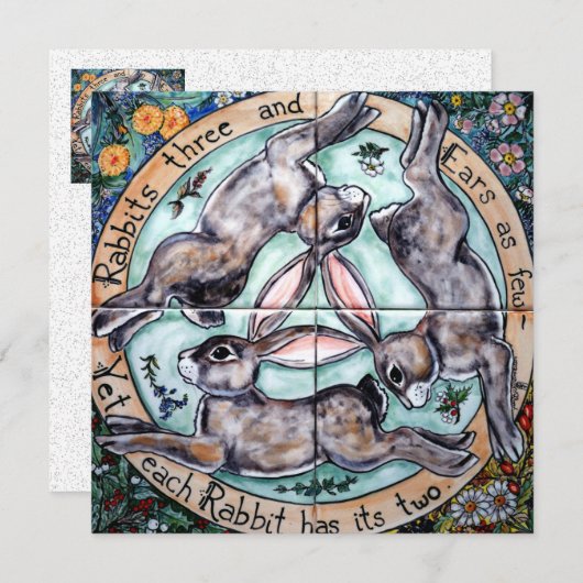 Mystical Three Rabbits Hares Ears 4 Seasons Blank (Voorkant / Achterkant)
