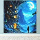 Mystical Tree Home Dreamscape Canvas Afdruk (Insitu (Houten vloer))