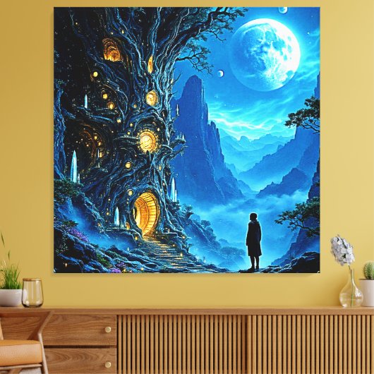 Mystical Tree Home Dreamscape Canvas Afdruk (Insitu (Woonkamer))