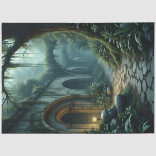 Mystical tuin put decoupage papier (Voorkant)