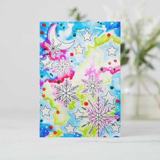 Mystical Twilight Snowflake Yule Art Kaart (Staand voorkant)