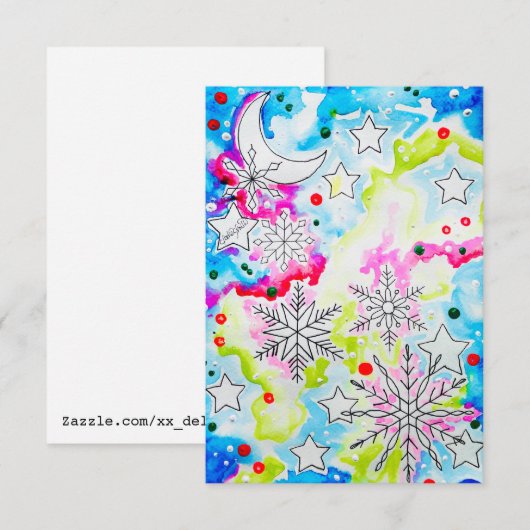 Mystical Twilight Snowflake Yule Art Kaart (Voorkant / Achterkant)