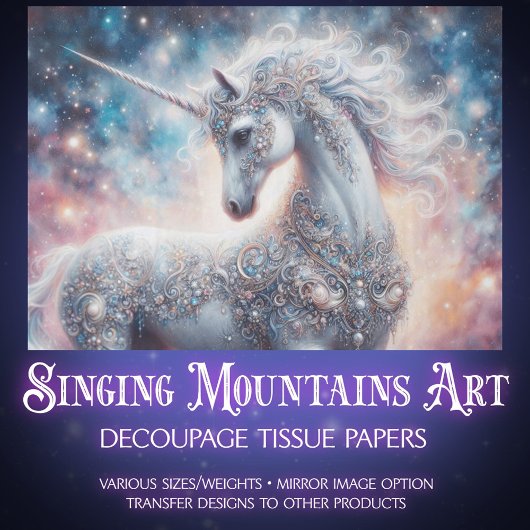 Mystical Unicorn Galaxy Decoupage Tissuepapier