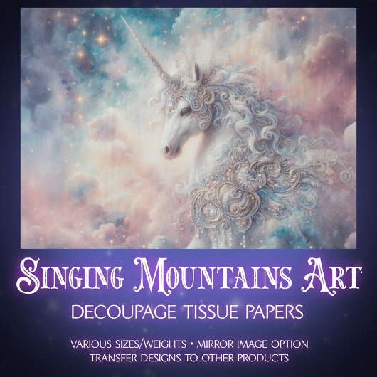Mystical Unicorn Galaxy Sky Decoupage Tissuepapier