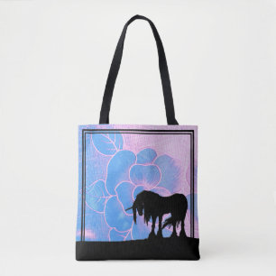 Mystical Unicorn (roze en blauwe getextureerde blo Tote Bag