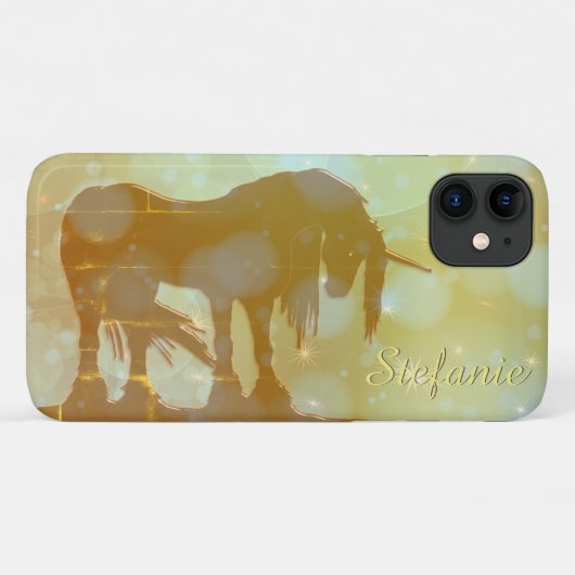 Mystical Unicorn Silhouette (misty yellow sterren) Case-Mate iPhone Case (Achterkant (horizontaal))