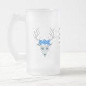 Mystical white Deer Head Antlers met blauw Roos Matglas Bierpul (Links)