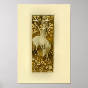 Mystical White Deer in Bossen 1877 Print