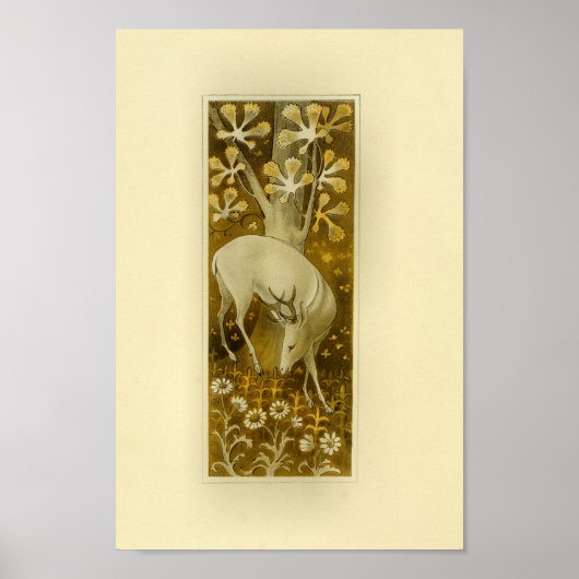 Mystical White Deer in Bossen 1877 Print (Voorkant)