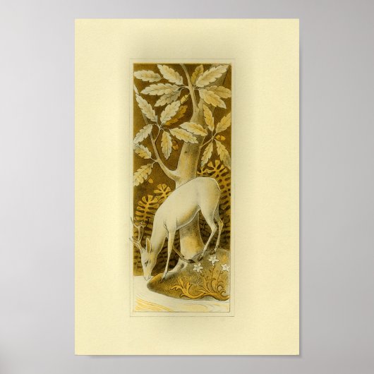 Mystical White Deer in Bossen 1877 Print (Voorkant)