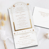 Mystical White Gold Sun Star Moon Astronomie Space All In One Uitnodiging