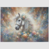 Mystical White Horse Celestial Art Decoupage Tissuepapier (Voorkant)