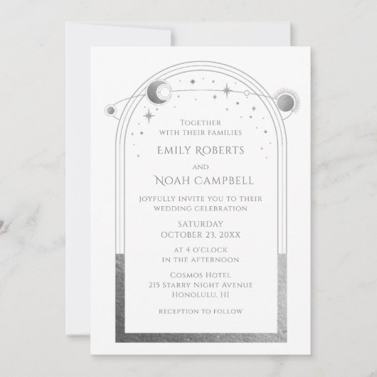 Mystical White Silver Sun Moon Astronomie Space Kaart (Voorkant)