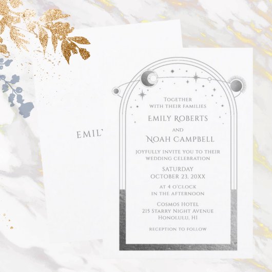 Mystical White Silver Sun Moon Astronomie Space Kaart