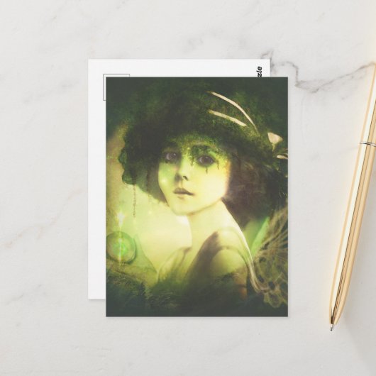 Mystical Willow Tree Fairy Fantasy Art Briefkaart (Voorkant / Achterkant in situ)