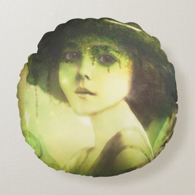 Mystical Willow Tree Fairy Fantasy Art Rond Kussen (Voorkant)