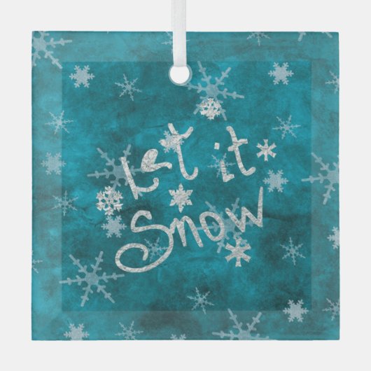 Mystical Winter Blue Silver Snowflakes laten het s Glas Ornament (Voorkant)