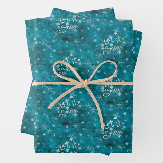 Mystical Winter Blue Silver Snowflakes laten het s Inpakpapier Vel (In situ)
