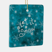 Mystical Winter Blue Silver Snowflakes laten het s Keramisch Ornament (Rechts)