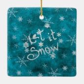 Mystical Winter Blue Silver Snowflakes laten het s Keramisch Ornament (Achterkant)