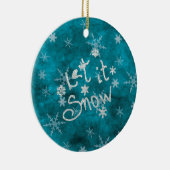 Mystical Winter Blue Silver Snowflakes laten het s Keramisch Ornament (Rechts)